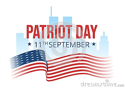 Patriot Day USA Celebration Hand Drawn Cartoon Flat Illustration with American Flag and National Remembers on Vector Background Vector Illustration