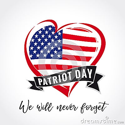 Patriot day USA heart emblem colored Vector Illustration