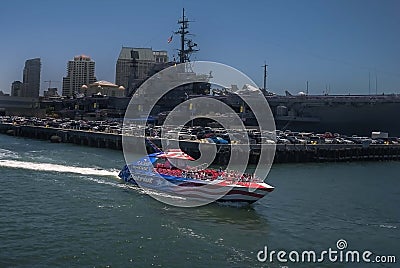 The Patriot Jet Boat in San Diego Bay, California Editorial Stock Photo