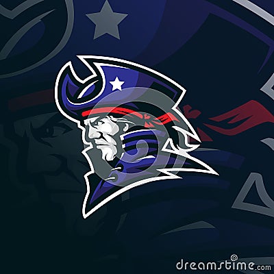 Patriot mascot logo design vector with modern illustration concept style for badge, emblem and t shirt printing. patriot head Vector Illustration