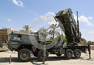 A Patriot surface-to-air missile system of the Israeli Air Force Editorial Stock Photo