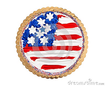 Patriotic American flag cake on white Stock Photo