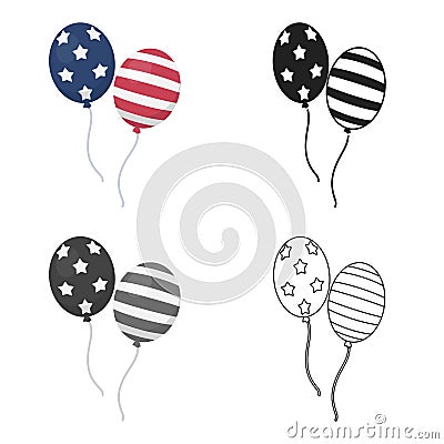 Patriotic balloons icon in cartoon style isolated on white background. Patriot day symbol stock vector illustration. Vector Illustration