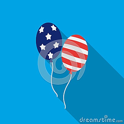 Patriotic balloons icon in flat style isolated on white background. Patriot day symbol stock vector illustration. Vector Illustration