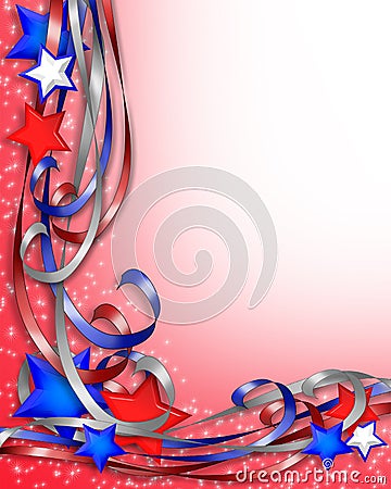 Patriotic Border Stars and Ribbons Stock Photo