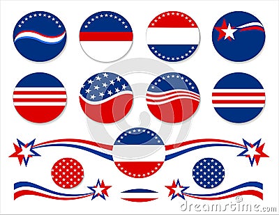 Patriotic Buttons - USA Vector Illustration