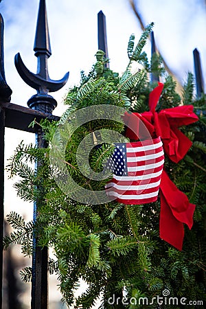 Patriotic Christmas Wreath Stock Photo