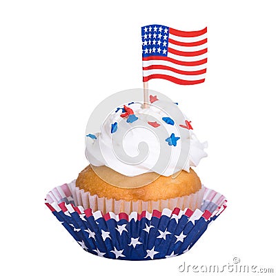 Patriotic cupcake isolated on white Stock Photo