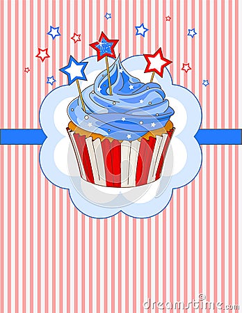 Patriotic cupcake place card Vector Illustration
