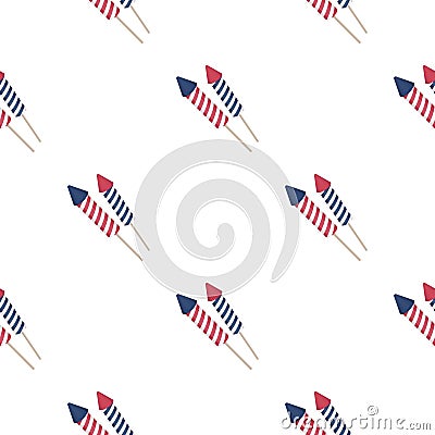 Patriotic fireworks icon in cartoon style on white background. Patriot day pattern stock vector illustration. Vector Illustration