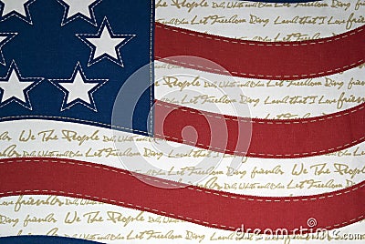 American flag with text Stock Photo
