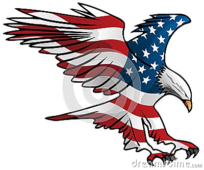 Patriotic Flying American Flag Eagle Vector Illustration Vector Illustration