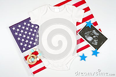 Patriotic Fourth of July, Independence Day theme craft product mockup. Stock Photo