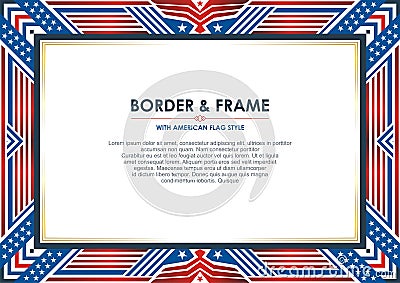 Patriotic Frame, with american flag style and color design Vector Illustration