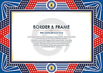 Patriotic Frame, with american flag style and color design Stock Photo