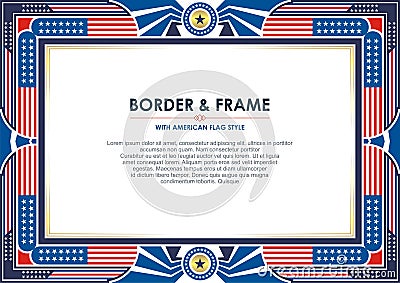 Patriotic Frame, with american flag style and color design Stock Photo
