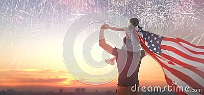 Patriotic holiday. Happy family Stock Photo