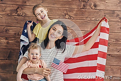 Patriotic holiday and happy family Stock Photo