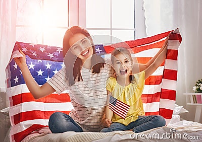 Patriotic holiday and happy family Stock Photo