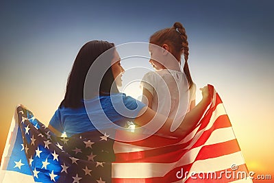 Patriotic holiday. Happy family Stock Photo