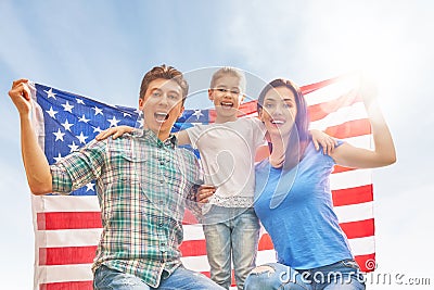 Patriotic holiday. Happy family Stock Photo