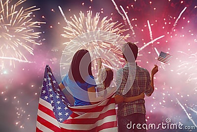 Patriotic holiday. Happy family Stock Photo