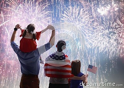 Patriotic holiday. Happy family Stock Photo