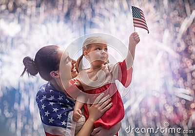 Patriotic holiday. Happy family Stock Photo