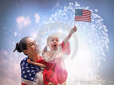 Patriotic holiday. Happy family Stock Photo