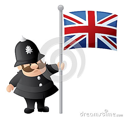 Patriotic Policeman Vector Illustration