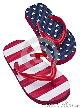 Patriotic Red White and Blue Flip Flop Sandals Stock Photo