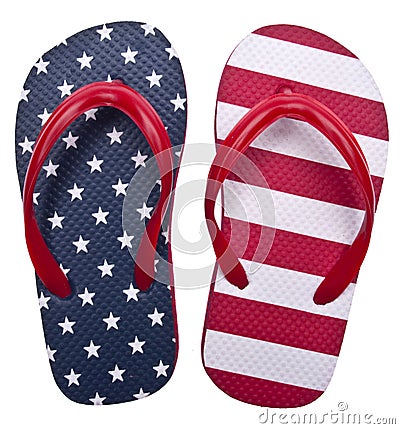 Patriotic Red White and Blue Flip Flop Sandals Stock Photo