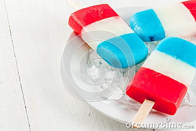 Patriotic Red White Blue Popsicles Stock Photo