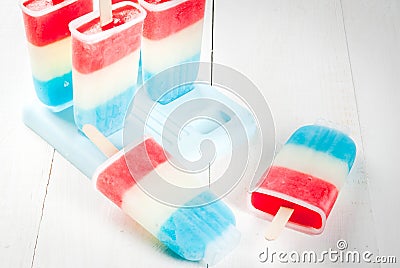 Patriotic Red White Blue Popsicles Stock Photo