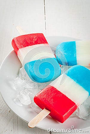 Patriotic Red White Blue Popsicles Stock Photo