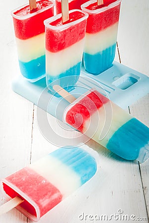 Patriotic Red White Blue Popsicles Stock Photo