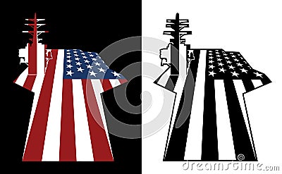 Patriotic U.S. Aircraft Carrier American Flag Isolated Vector Illustration Vector Illustration