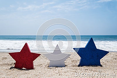 Patriotic USA background on the sandy beach Stock Photo