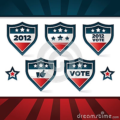 Patriotic Voting Shields Vector Illustration