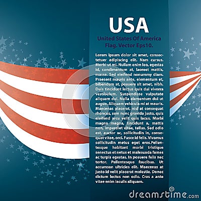 Patriotic wave background with stripes, stars Vector Illustration