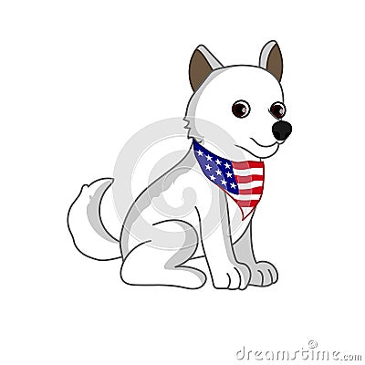 Patriotic White dog clipart Stock Photo