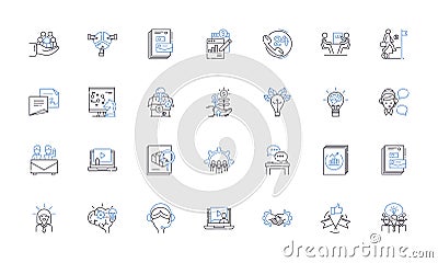 Patronage revenue line icons collection. Support, Sponsorship, Investors, Financing, Donations, Fundraising Vector Illustration