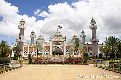 Thai people and foreign travelers travel visit and respect praying in Central Mosque or Masjid klang of Pattani at southern of Editorial Stock Photo