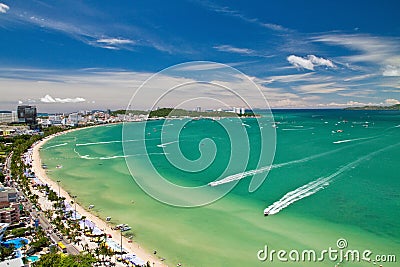 Pattaya beach and city bird eye view Stock Photo