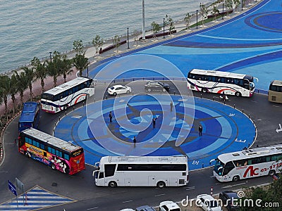 Pattaya scenery with tourists transit from coach to ferry at Bali Hai pier Editorial Stock Photo