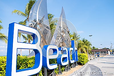 Pattaya, Thailand - May 27, 2019: This is a view of Jomtien beach a popular tourist beach in Pattaya. Editorial Stock Photo