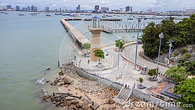 Beautiful aerial view of Balihai lighthouse port area Editorial Stock Photo