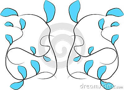 Pattern, plants, ornament, colored leaves, graphics for background Cartoon Illustration