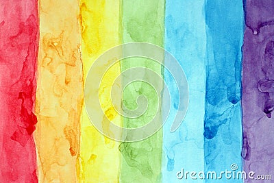 Pattern abstract multicolored rainbow stripes. Hand drawn watercolor Cartoon Illustration