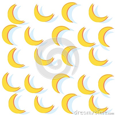 Pattern abstract bananas. Yellow moon background. Vector Illustration